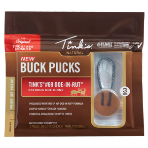 Tink's #69 Doe-in-Rut Buck Puck-3pk