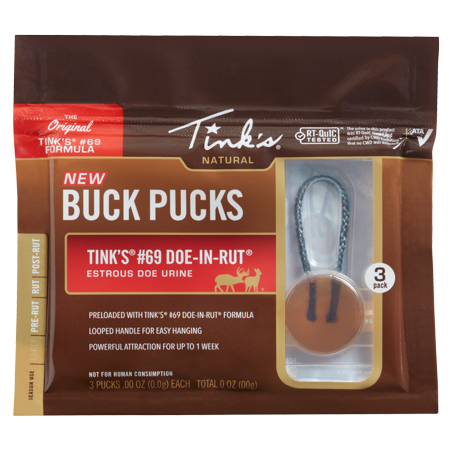 Tink's #69 Doe-in-Rut Buck Puck-3pk